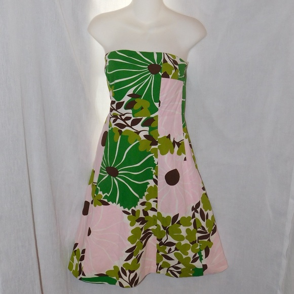 J. Crew Dresses & Skirts - J. Crew Floral Strapless Dress Pink Green size 8